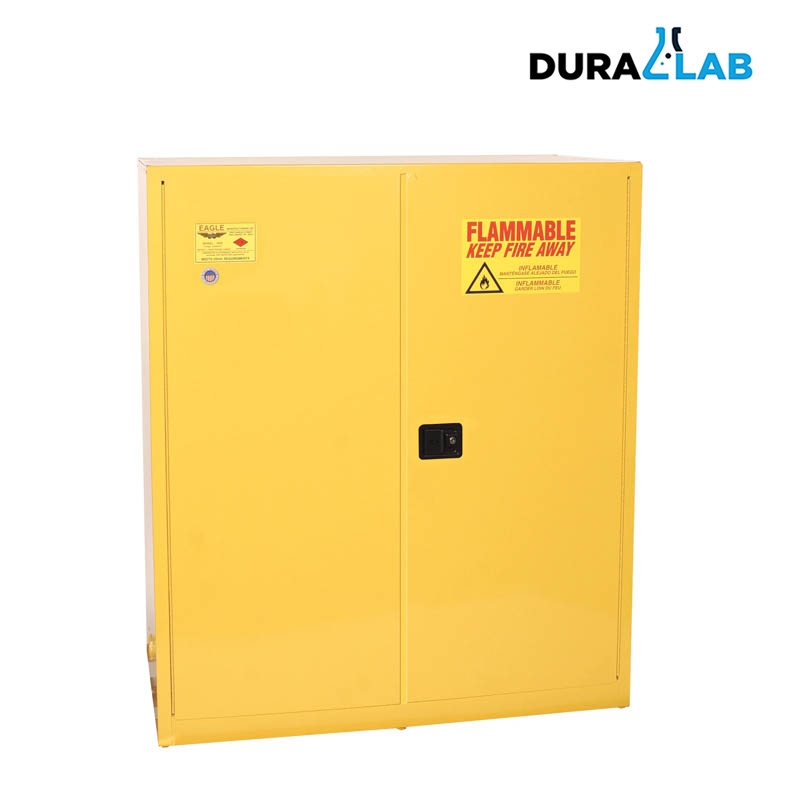 CAB140 EAGLE 110-Gallon 2 Door Manual Close Vertical Drum Safety Cabinet Yellow 58W'x65'Hx31'½D