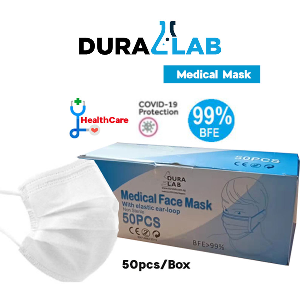 DURALAB-3-Ply-Disposable-Medical-Face-Masks-50-Pcs-Per-Box-BFE_99_-White