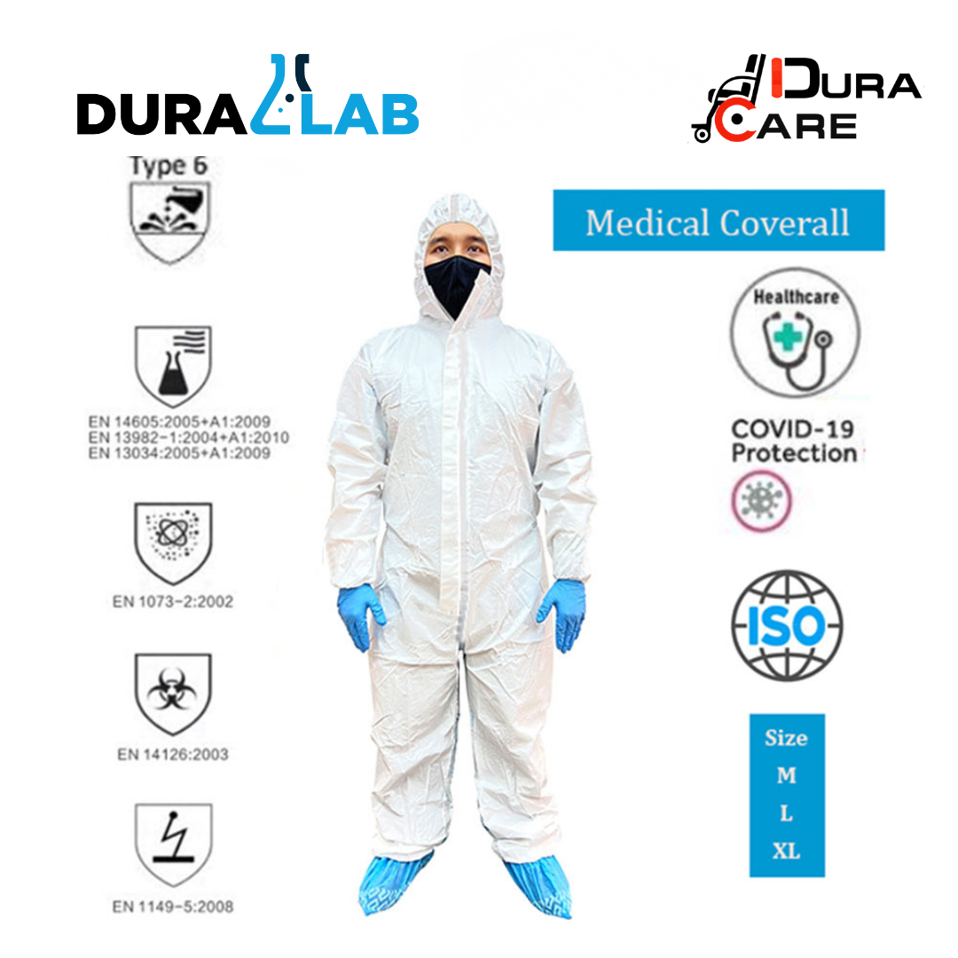 DURALAB WLO3001 Medical Disposable Coverall Microporous Type 456 EN14126 Microporous 63gsm