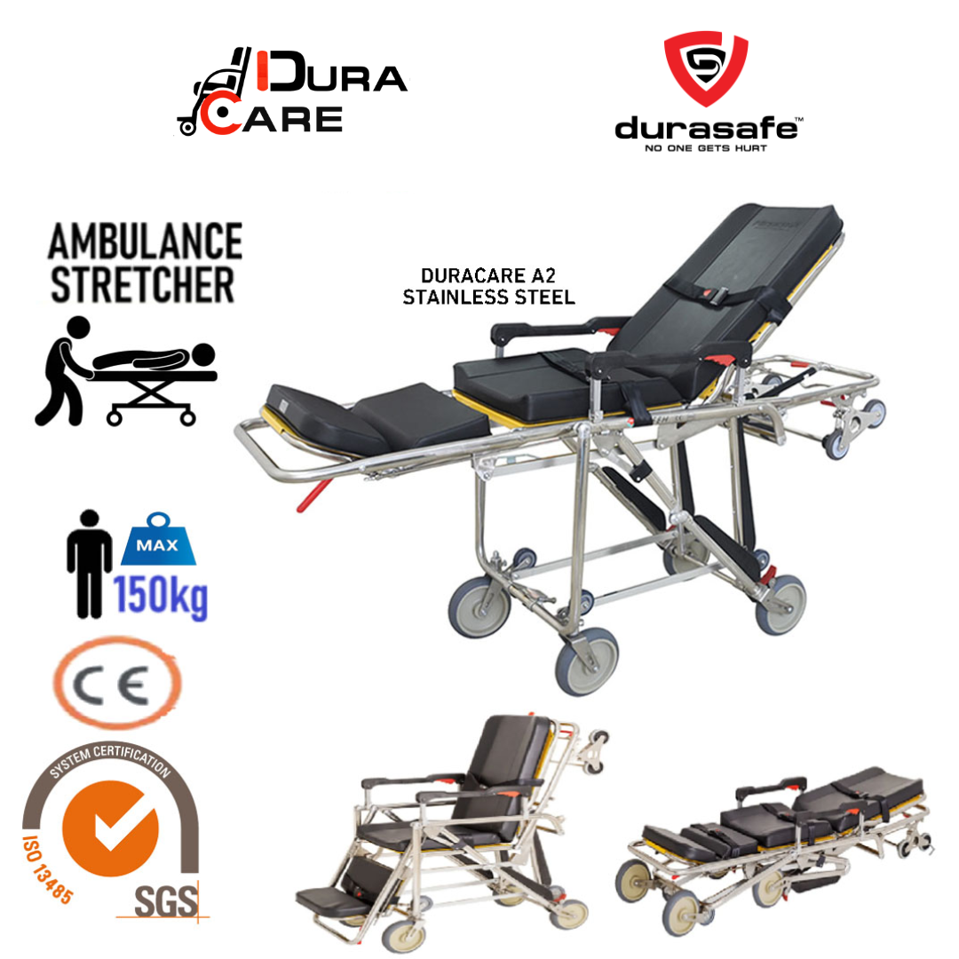 DURACARE A2 Stainless Steel Ambulance Stretcher Black